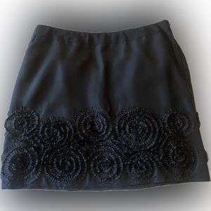 Banana Republic Black Silk Skirt with floral embroidery-Size 8